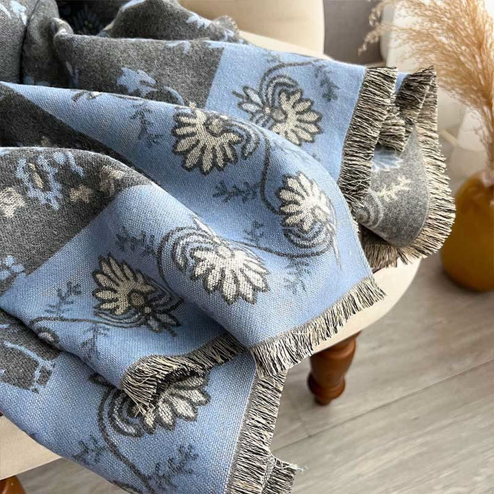 Buddha Stones Thickened Winter Paisley Flowers Vines Pattern Soft Scarf Shawl