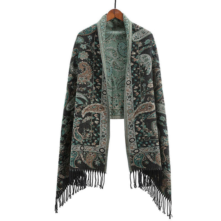 Buddha Stones Ethnic Embroidered Paisley Flowers Pattern Tassel Soft Scarf Shawl