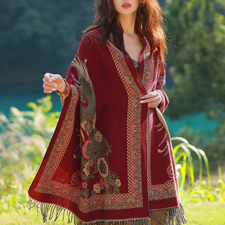 BWOOOH Jacquard Ethnic Paisley Plants Pattern Tassel Soft
