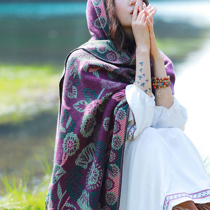 BWOOOH Jacquard Ethnic Paisley Plants Pattern Tassel Soft