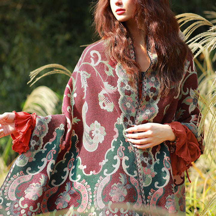 BWOOOH Jacquard Ethnic Paisley Plants Pattern Tassel Soft