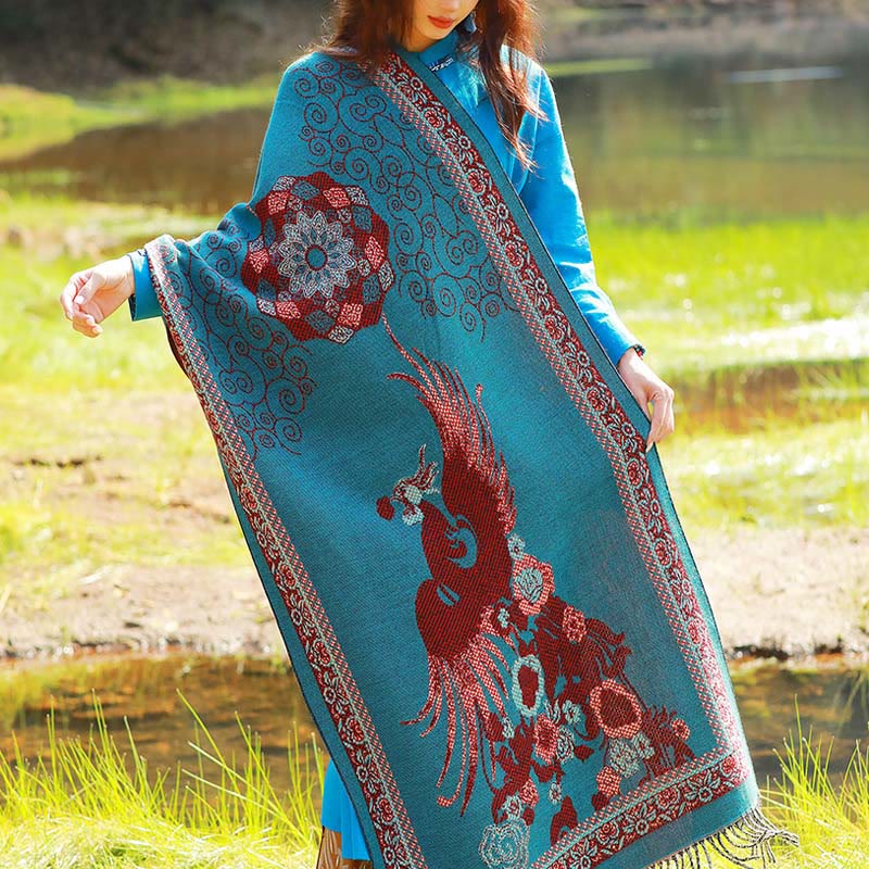 BWOOOH Jacquard Ethnic Paisley Plants Pattern Tassel Soft