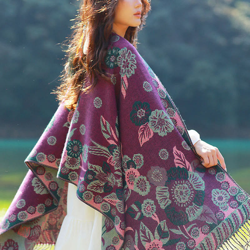 BWOOOH Jacquard Ethnic Paisley Plants Pattern Tassel Soft