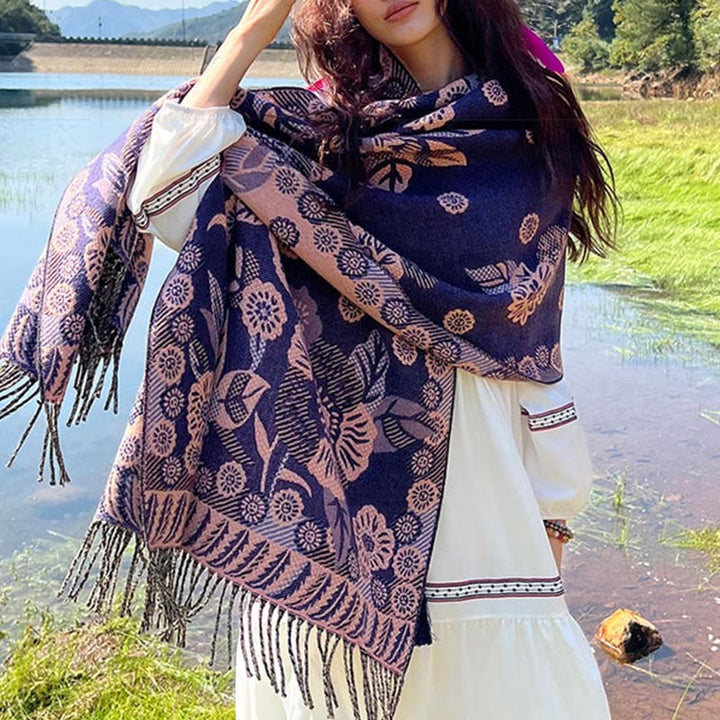 BWOOOH Jacquard Ethnic Paisley Plants Pattern Tassel Soft