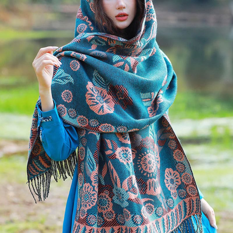 BWOOOH Jacquard Ethnic Paisley Plants Pattern Tassel Soft
