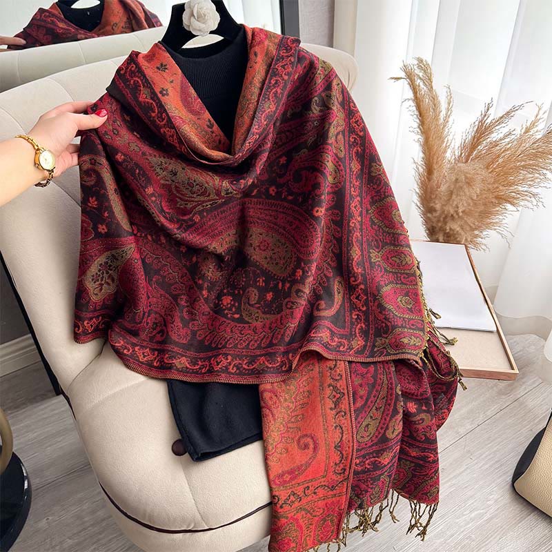 BWOOOH Spring Floral Paisley Pattern Scarf Shawl With Tas