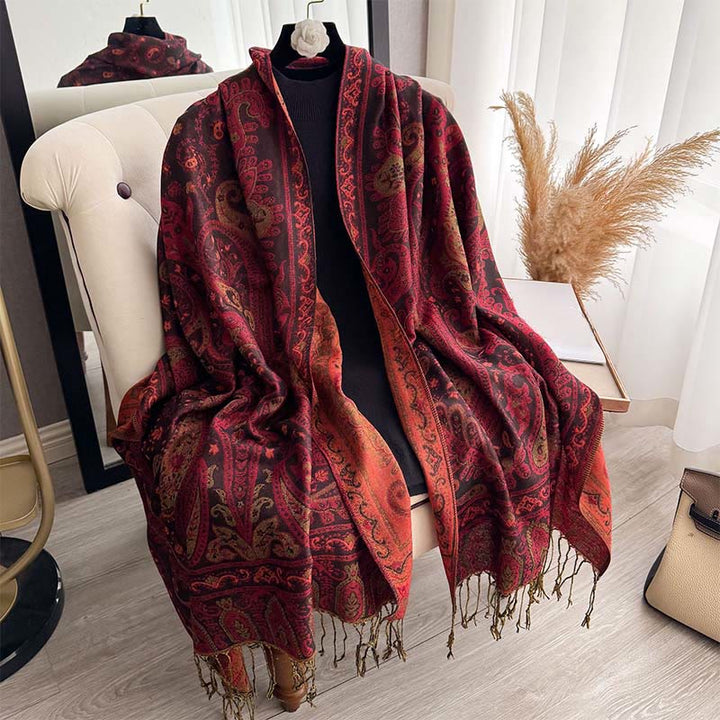 BWOOOH Spring Floral Paisley Pattern Scarf Shawl With Tas