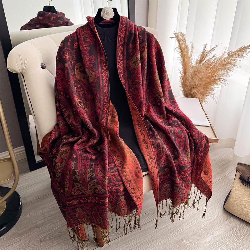 BWOOOH Spring Floral Paisley Pattern Scarf Shawl With Tas