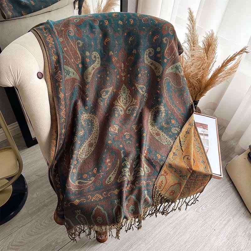 BWOOOH Spring Floral Paisley Pattern Scarf Shawl With Tas