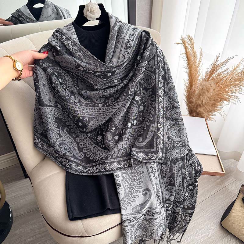 BWOOOH Spring Floral Paisley Pattern Scarf Shawl With Tas
