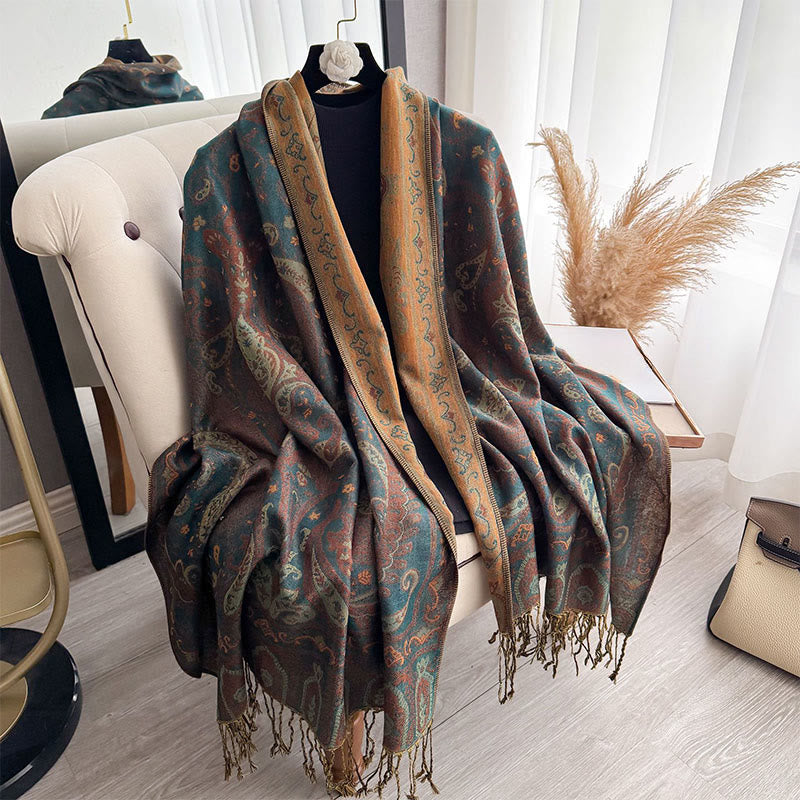 BWOOOH Spring Floral Paisley Pattern Scarf Shawl With Tas