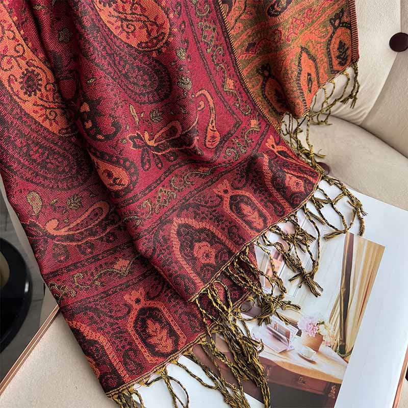 BWOOOH Spring Floral Paisley Pattern Scarf Shawl With Tas