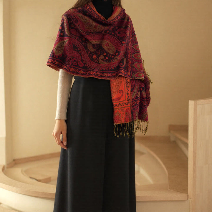 BWOOOH Spring Floral Paisley Pattern Scarf Shawl With Tas