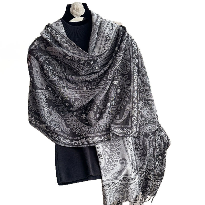 BWOOOH Spring Floral Paisley Pattern Scarf Shawl With Tas