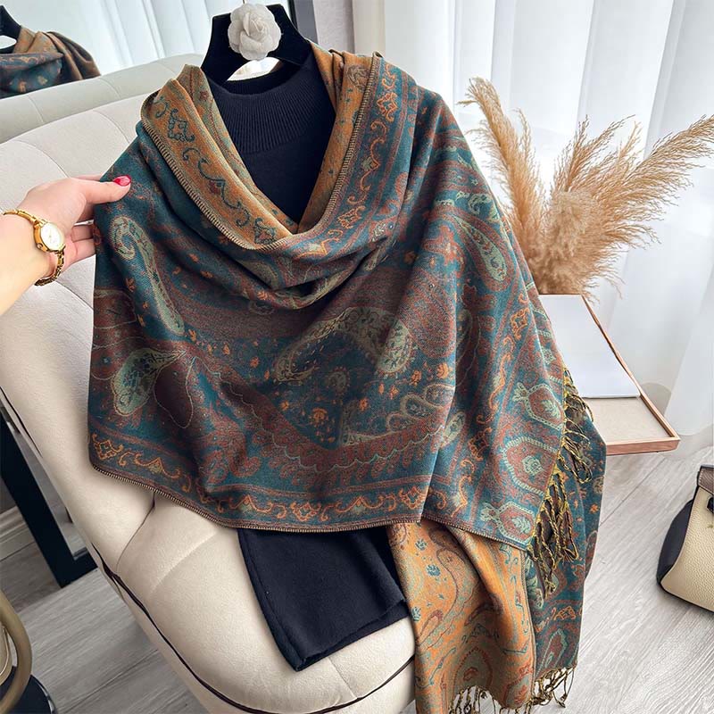 BWOOOH Spring Floral Paisley Pattern Scarf Shawl With Tas