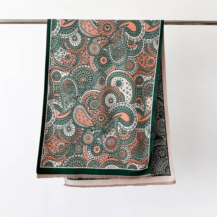 Buddha Stones Winter Ethnic Style Paisley Geometry Pattern Tassels Soft Scarf Shawl
