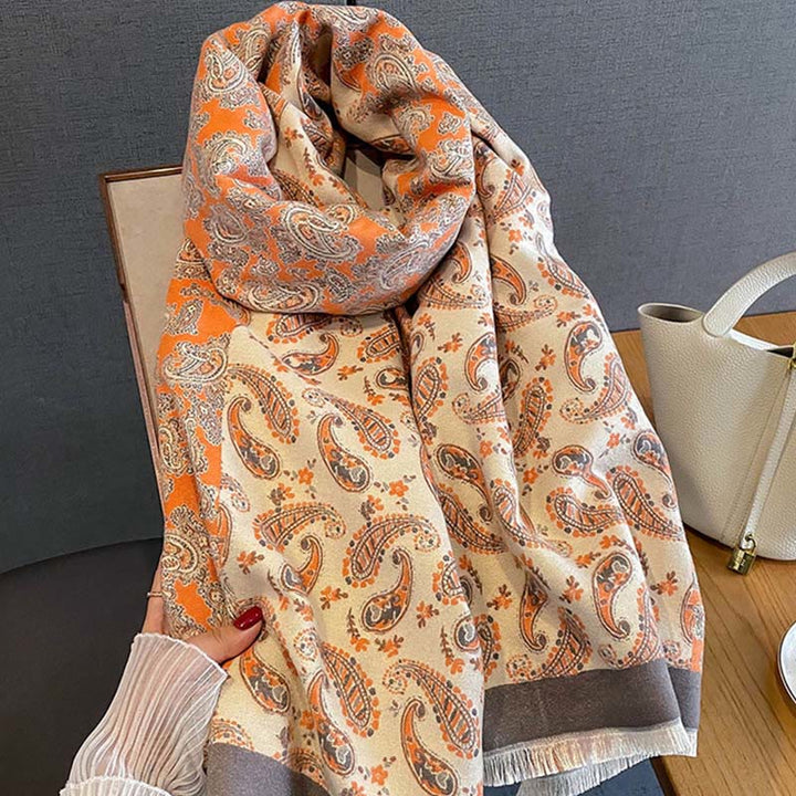 Buddha Stones Thermal Ethnic Paisley Color Contrast Patchwork Pattern Soft Scarf Shawl