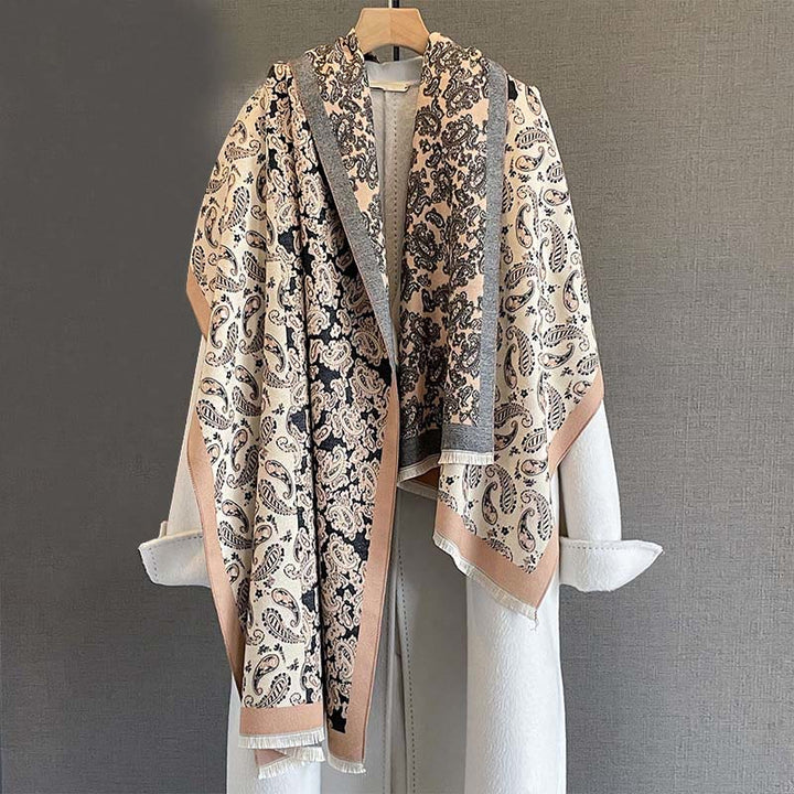 Buddha Stones Thermal Ethnic Paisley Color Contrast Patchwork Pattern Soft Scarf Shawl