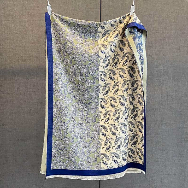 Buddha Stones Thermal Ethnic Paisley Color Contrast Patchwork Pattern Soft Scarf Shawl
