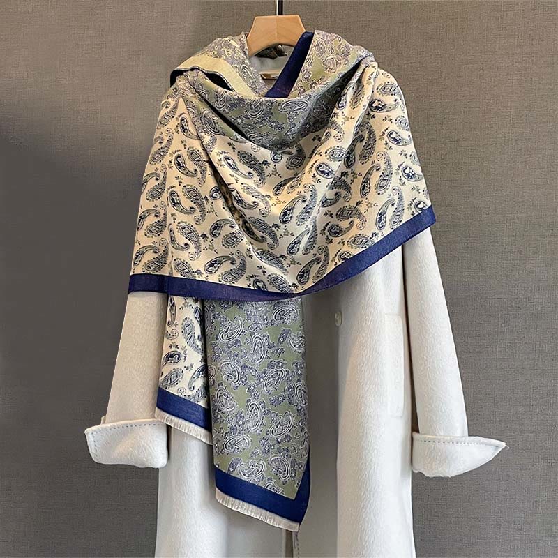 Buddha Stones Thermal Ethnic Paisley Color Contrast Patchwork Pattern Soft Scarf Shawl