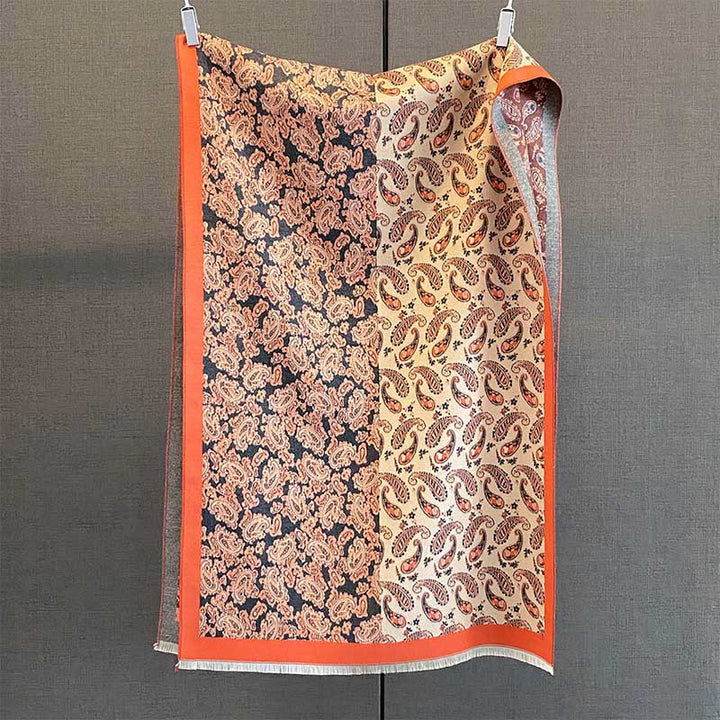 Buddha Stones Thermal Ethnic Paisley Color Contrast Patchwork Pattern Soft Scarf Shawl
