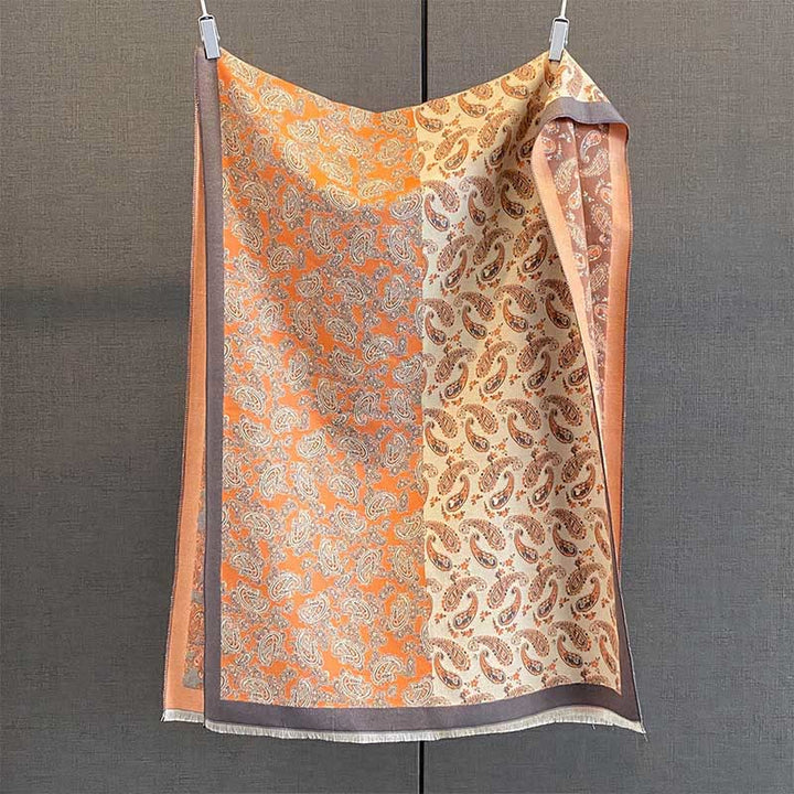 Buddha Stones Thermal Ethnic Paisley Color Contrast Patchwork Pattern Soft Scarf Shawl
