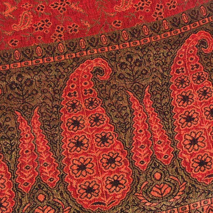 Buddha Stones Jacquard Color Contrast Patchwork Paisley Pattern Tassel Cozy Scarf Shawl