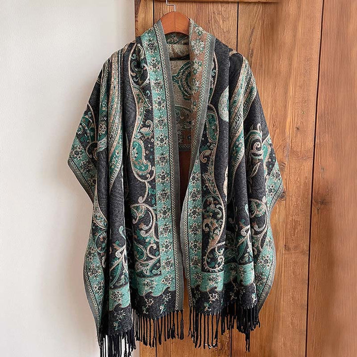 Buddha Stones Winter Commute Thermal Paisley Floral Pattern Tassel Cozy Scarf Shawl