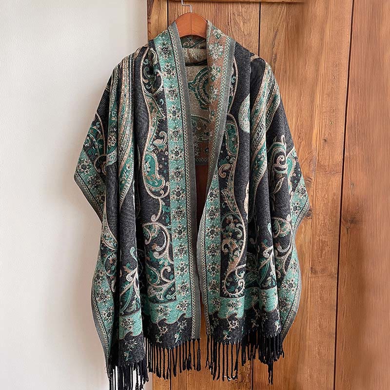 Buddha Stones Winter Commute Thermal Paisley Floral Pattern Tassel Cozy Scarf Shawl