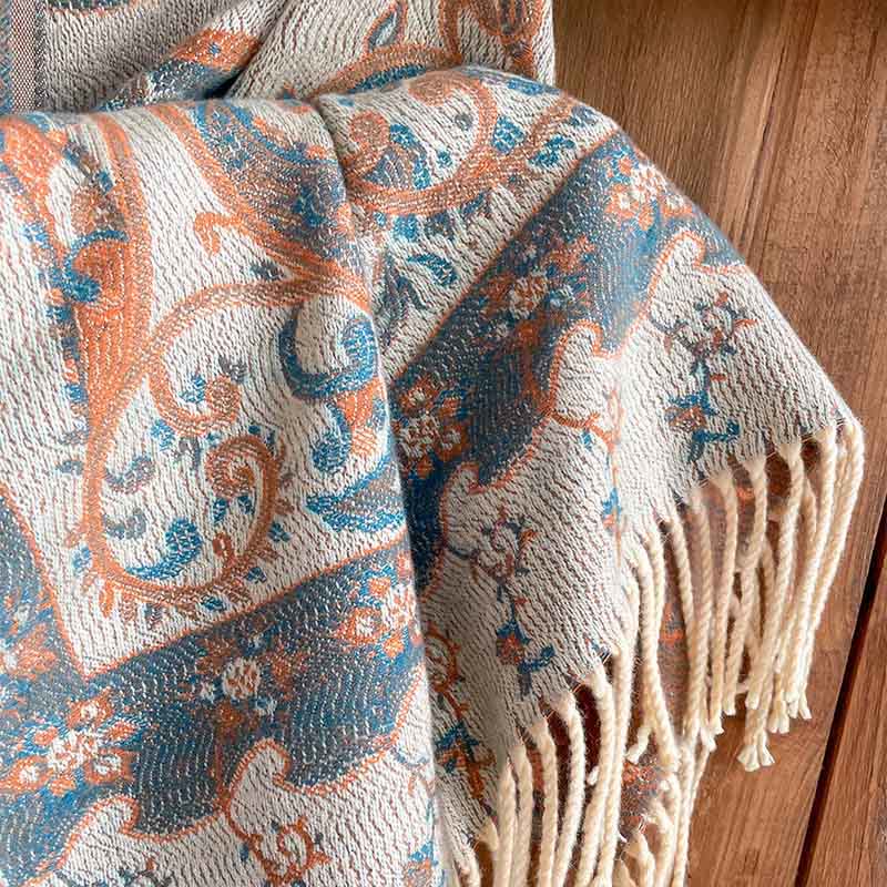 Buddha Stones Winter Commute Thermal Paisley Floral Pattern Tassel Cozy Scarf Shawl