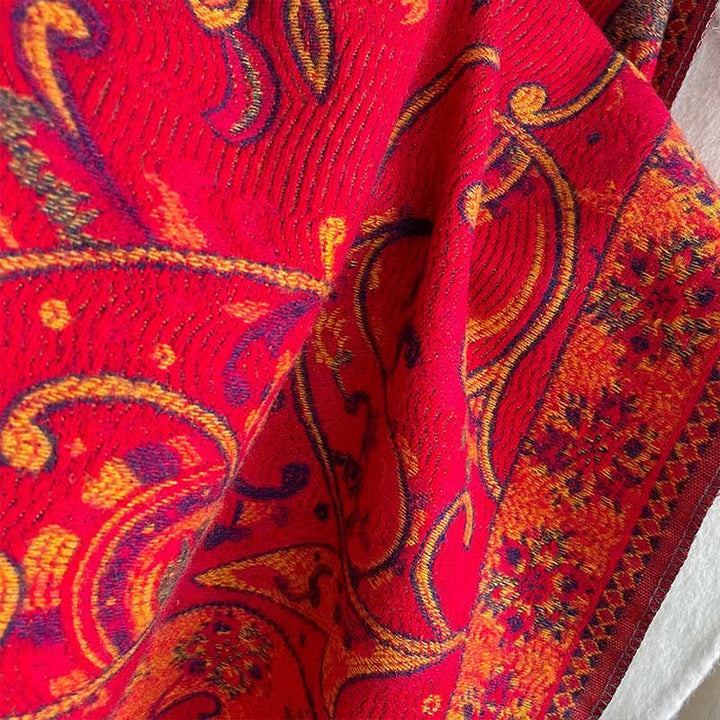 Buddha Stones Winter Commute Thermal Paisley Floral Pattern Tassel Cozy Scarf Shawl