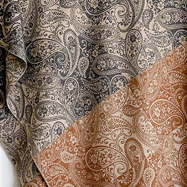 Buddha Stones Winter Thermal Color Matching Paisley Vines Pattern Tassel Cozy Scarf Shawl
