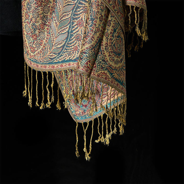 BWOOOH Spring Long Leaves Flowers Pattern Tassel Soft Sca