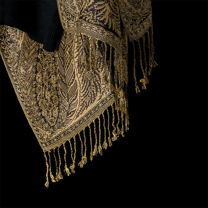 BWOOOH Spring Long Leaves Flowers Pattern Tassel Soft Sca