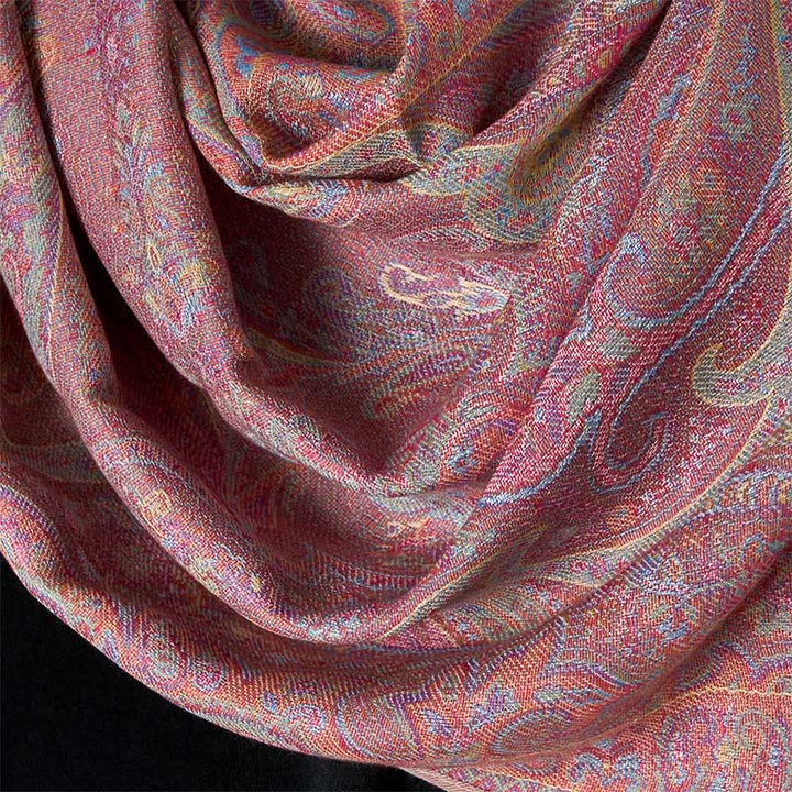 Buddha Stones Spring Cashew Flower Stripes Pattern Tassel Cozy Scarf Shawl