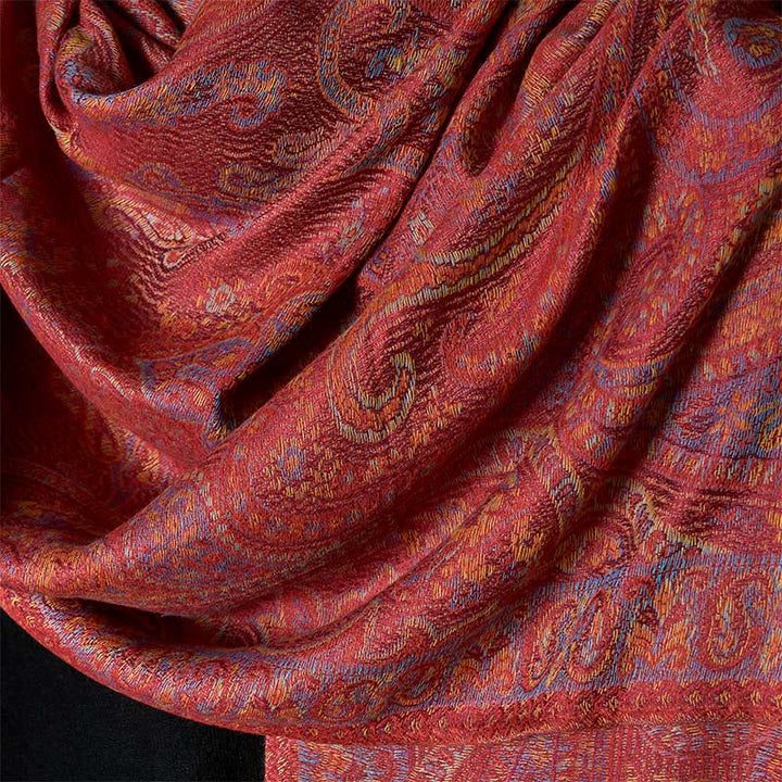 Buddha Stones Spring Cashew Flower Stripes Pattern Tassel Cozy Scarf Shawl