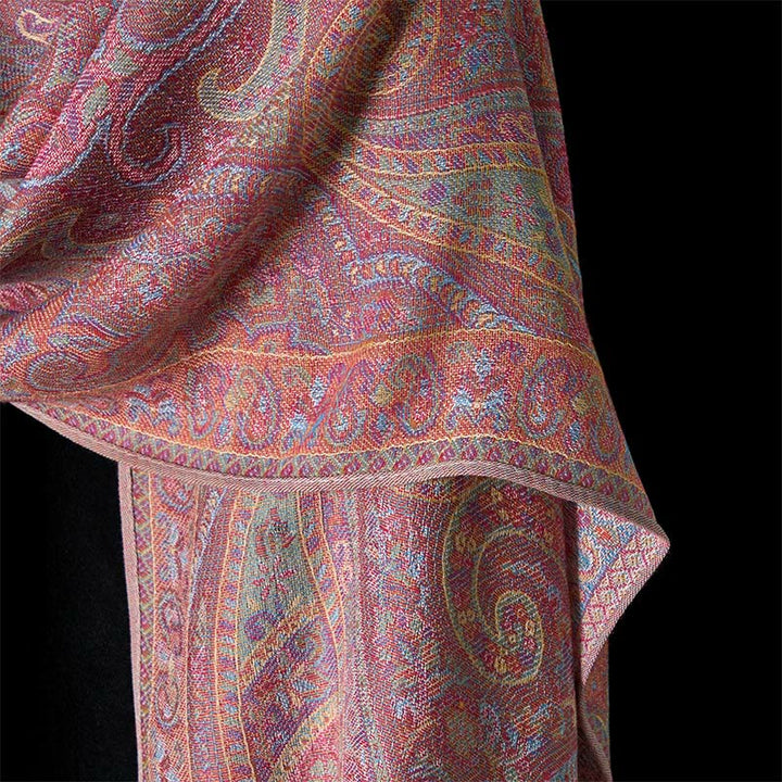 Buddha Stones Spring Cashew Flower Stripes Pattern Tassel Cozy Scarf Shawl