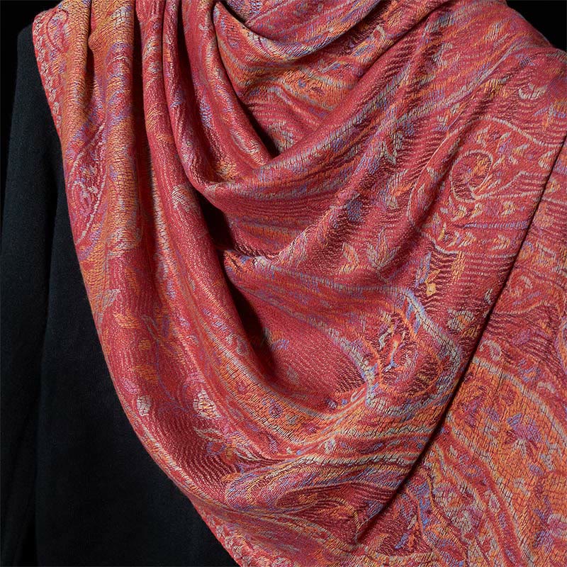 Buddha Stones Spring Cashew Flower Leaves Vines Geometric Pattern Tassel Soft Scarf Shawl