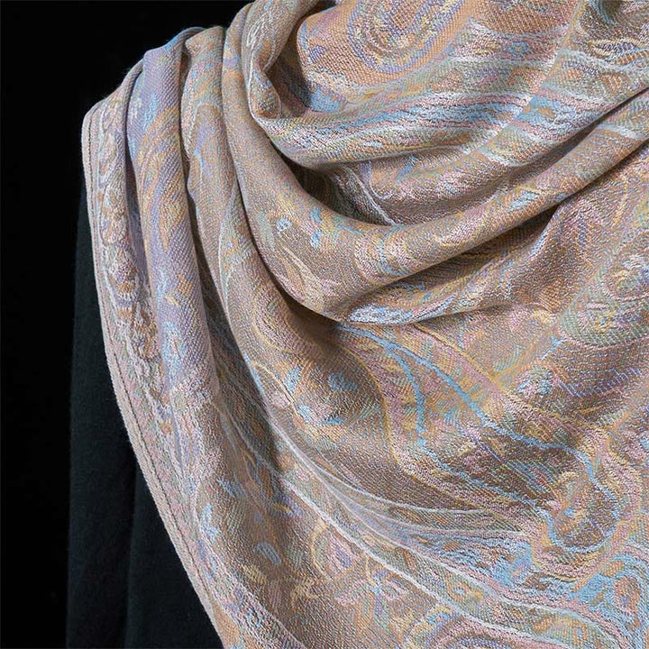 Buddha Stones Spring Cashew Flower Leaves Vines Geometric Pattern Tassel Soft Scarf Shawl