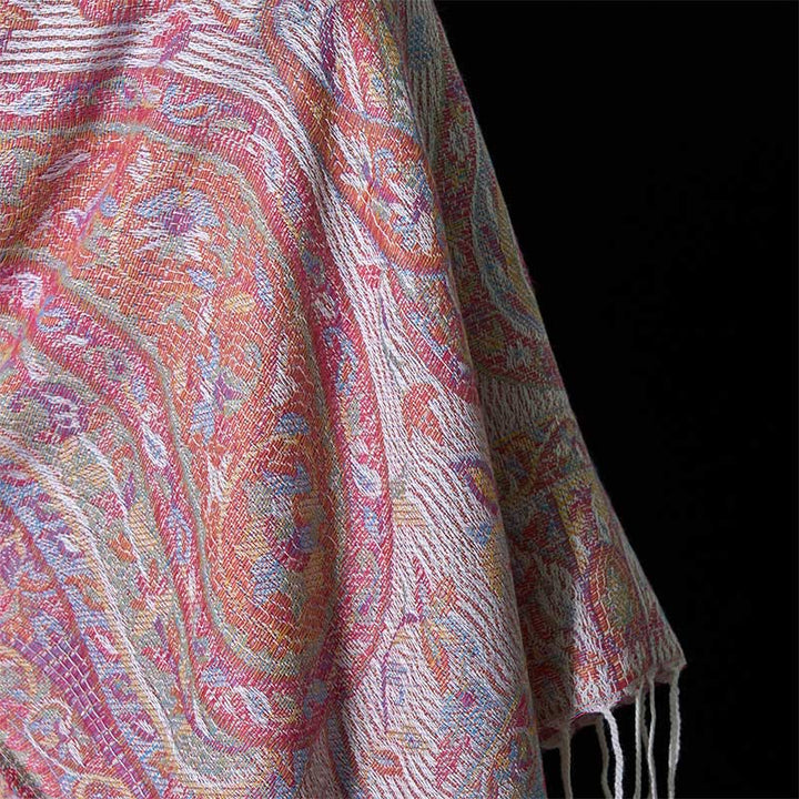 Buddha Stones Spring Cashew Flower Leaves Vines Geometric Pattern Tassel Soft Scarf Shawl