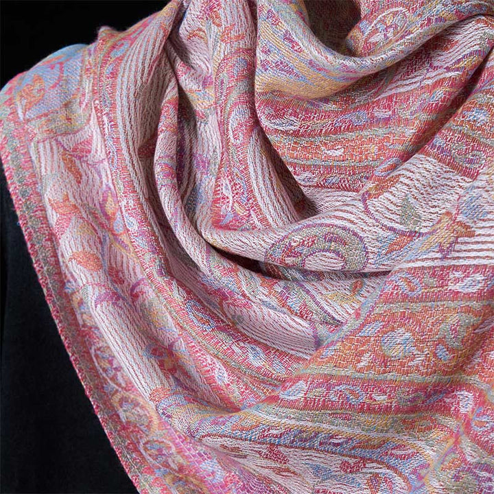 Buddha Stones Spring Cashew Flower Leaves Vines Geometric Pattern Tassel Soft Scarf Shawl