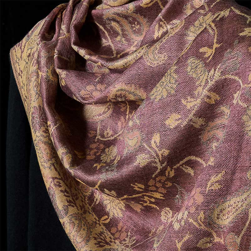 Buddha Stones Spring Pale Purple Cashew Flower Vine Pattern Tassel Soft Scarf Shawl