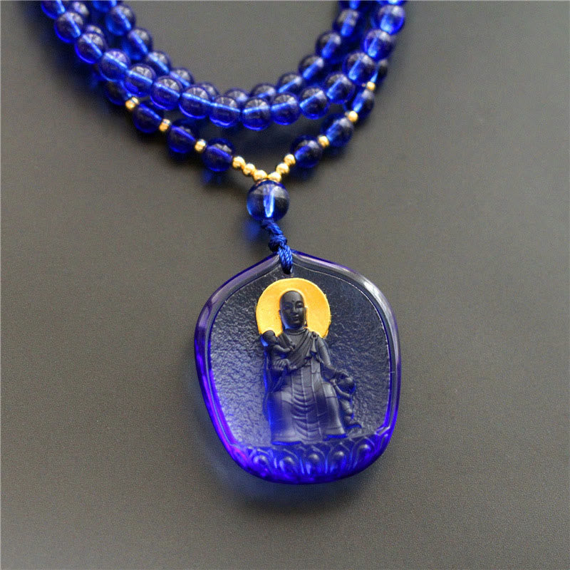 BWOOOH Tibetan Buddha Liuli Crystal Ksitigarbha Bodhisattva Serenity Necklace Pendant