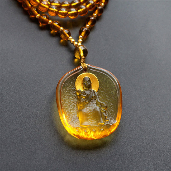 BWOOOH Tibetan Buddha Liuli Crystal Ksitigarbha Bodhisattva Serenity Necklace Pendant
