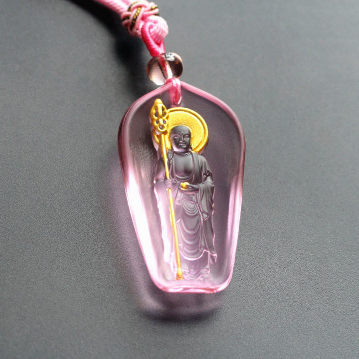 BWOOOH Tibetan Buddha Liuli Crystal Ksitigarbha Bodhisattva Serenity Necklace Pendant
