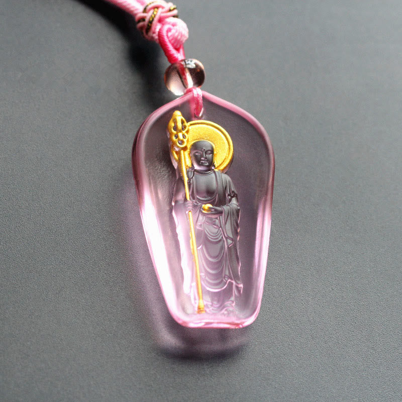 BWOOOH Tibetan Buddha Liuli Crystal Ksitigarbha Bodhisattva Serenity Necklace Pendant