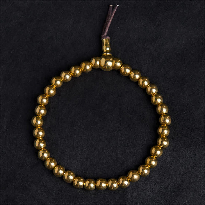 Buddha Stones Tibetan Retro Pure Copper Brass Bead Wealth Bracelet