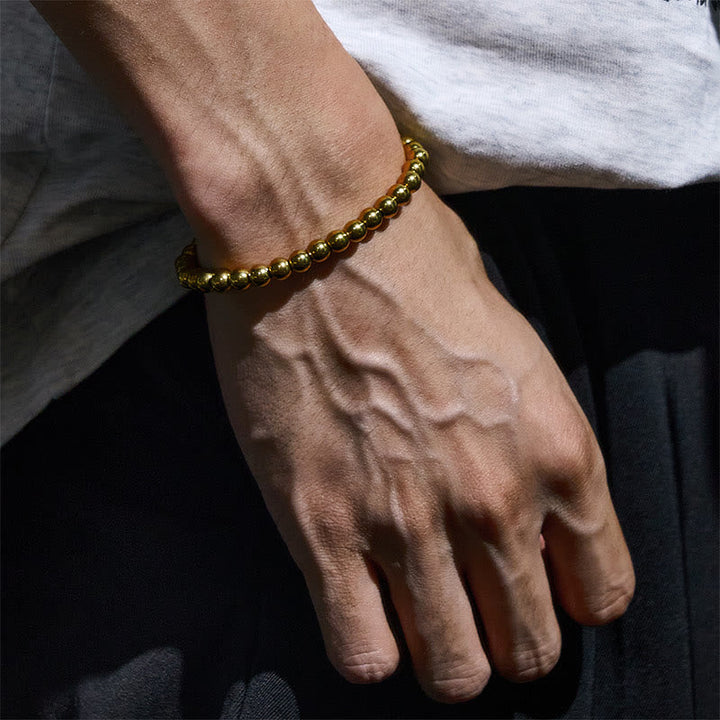 Buddha Stones Tibetan Retro Pure Copper Brass Bead Wealth Bracelet