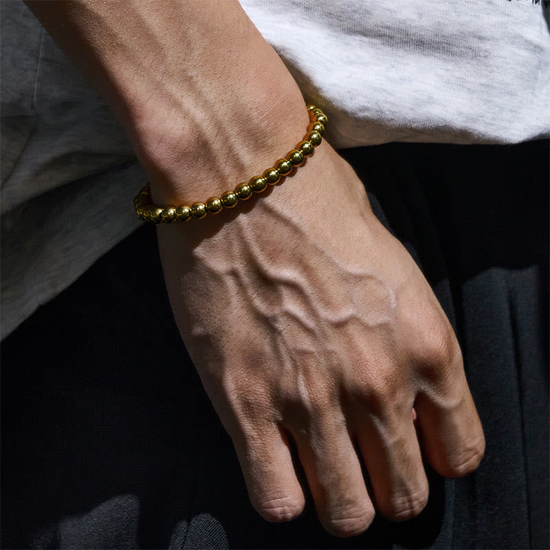 Buddha Stones Tibetan Retro Pure Copper Brass Bead Wealth Bracelet