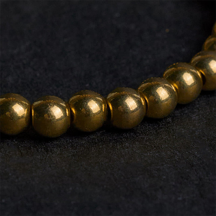 Buddha Stones Tibetan Retro Pure Copper Brass Bead Wealth Bracelet